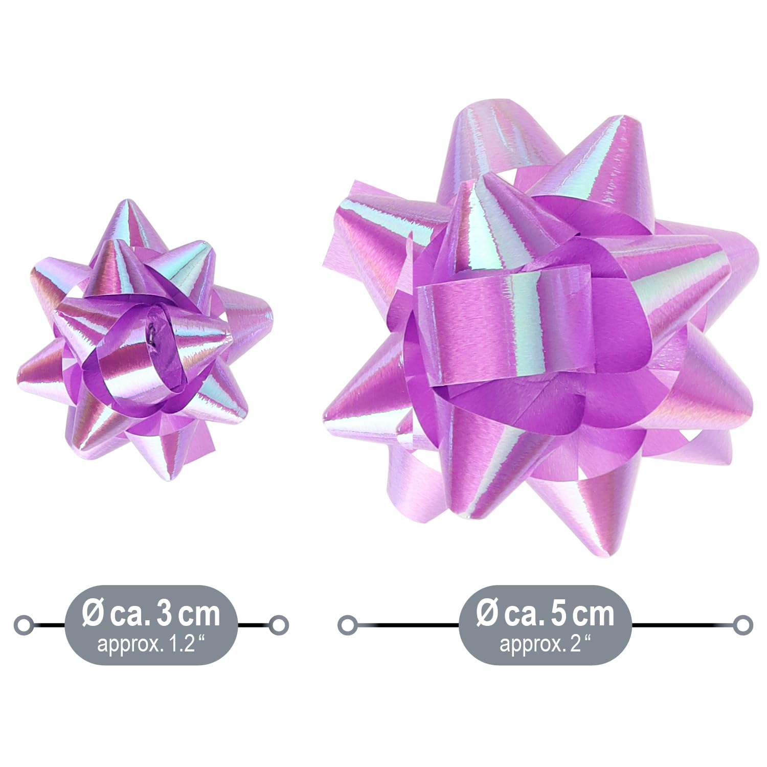 Lazos de Regalo autoadhesivos 120 Piezas 3 cm y 5 cm Blanco/Morado/Rosa/Verde