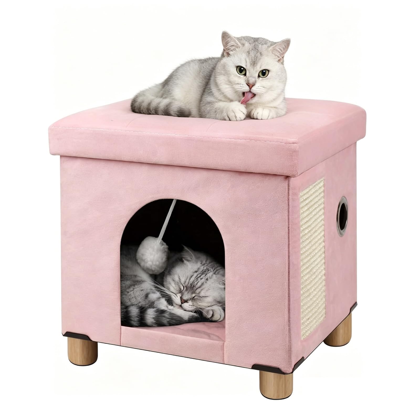 Lit pliable pour chat d'intérieur rose pour salon et chambre