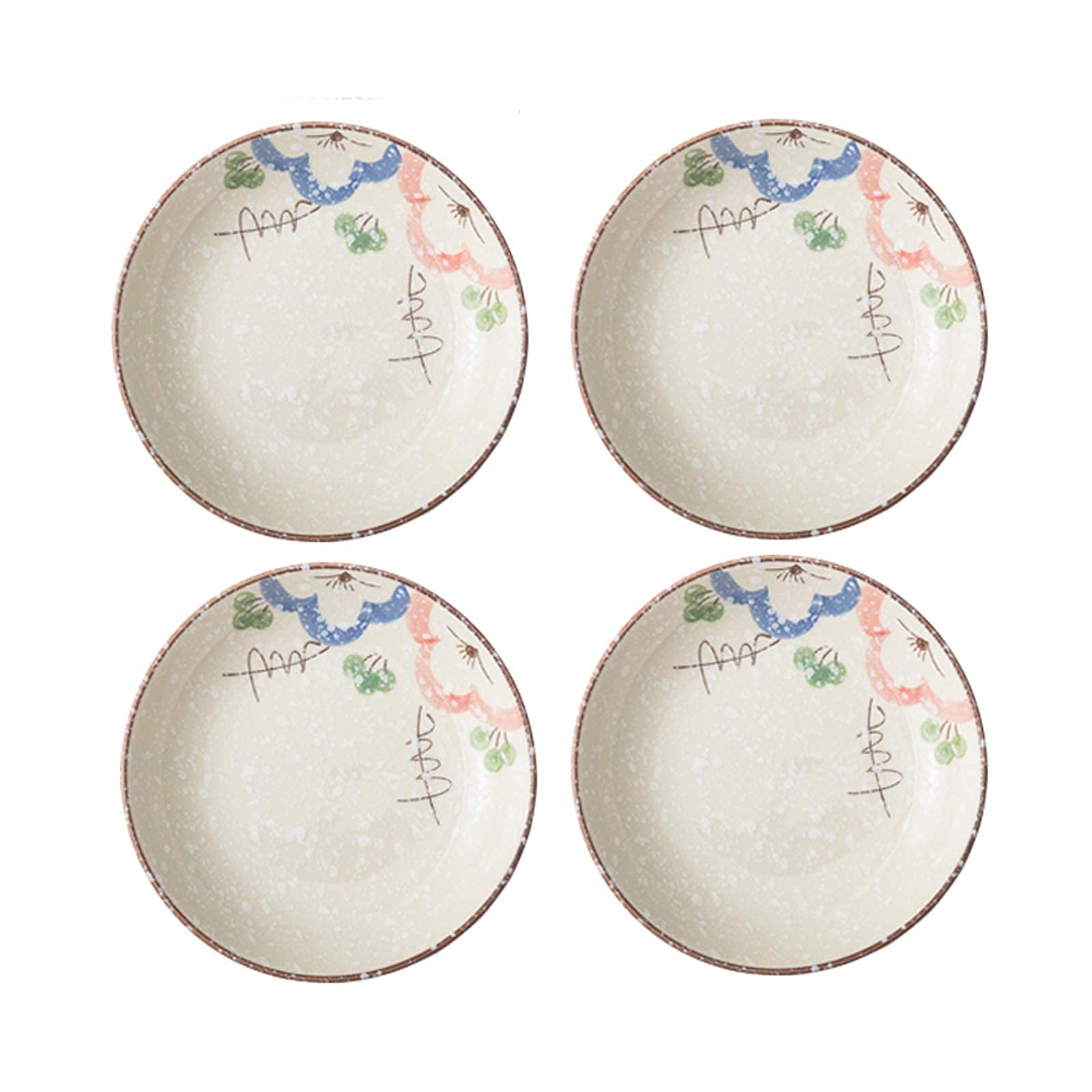 Assiettes à dessert émaillées en céramique durable de 20 cm fleurie