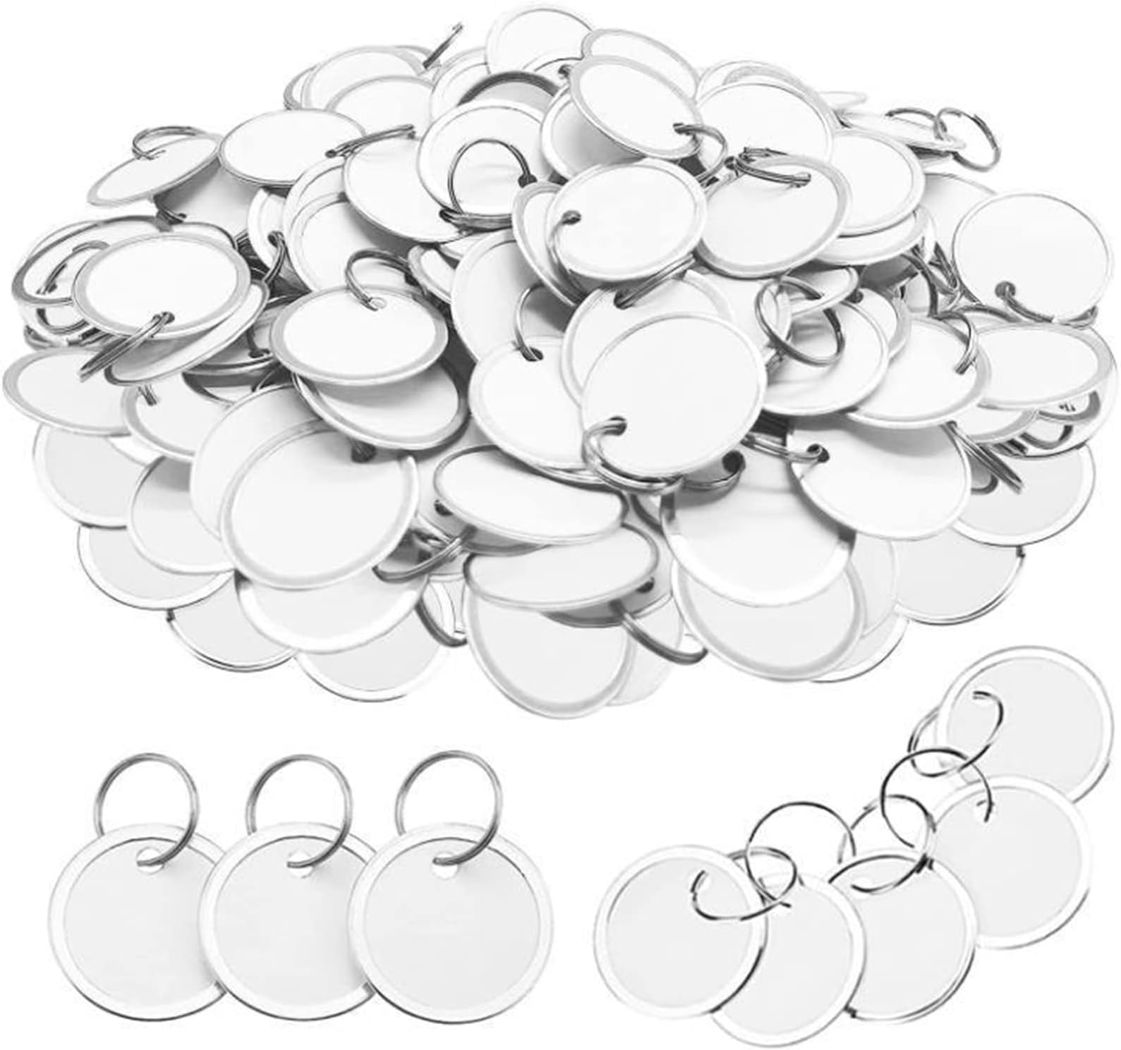 180 Pieces Metal Rim Tags Key Tags Round Paper Tags with Metal Rings for Car Keys and Door Keys,White