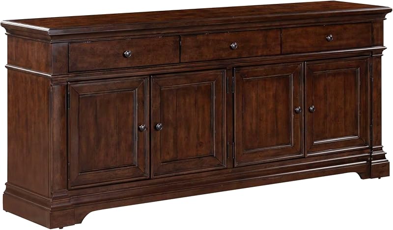 Liberty Furniture Arden Road TV Console, 74 Inch, Satin Cherry, 3 Drawers, 4 Doors image 2