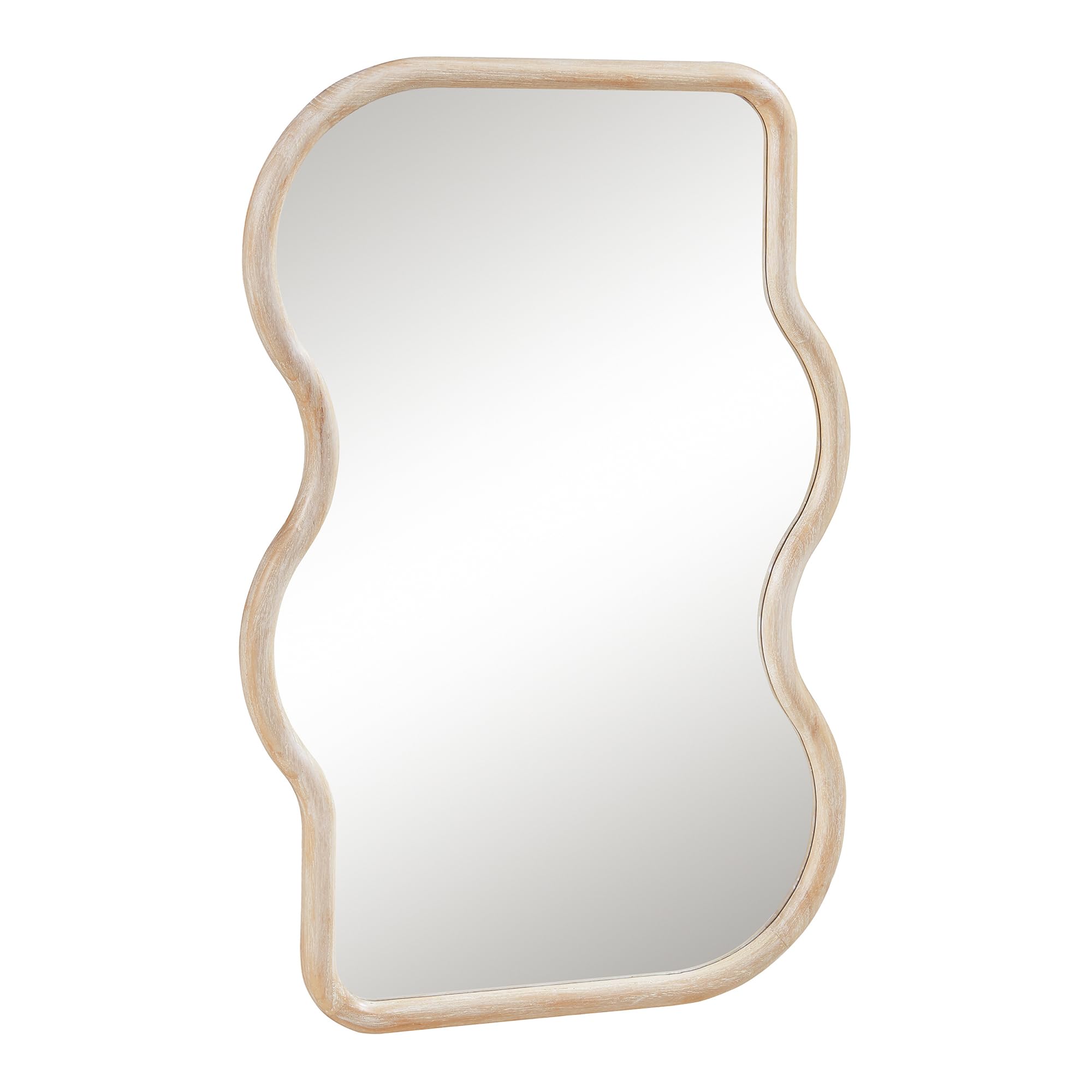 Miroir Mural En Bois 90x60 Cm Avec Cadre Courbé Chêne Sonoma - Fixation Horizontale Ou Verticale - Pour Salon, Chambre, Salle De Bain