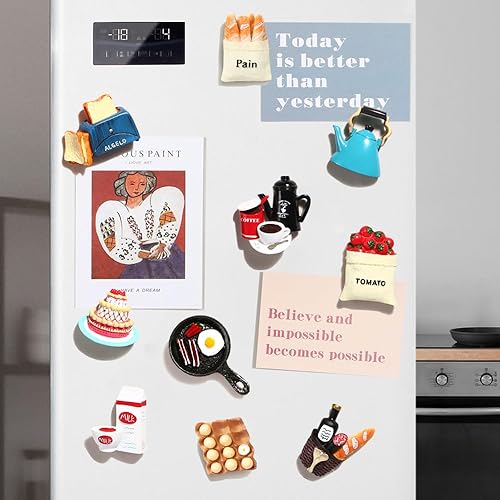 Vista 8 de Imanes de nevera de alimentos para nevera, divertidos lindos imanes para refrigerador, calcomanías para cocina, imanes decorativos de resina fuerte