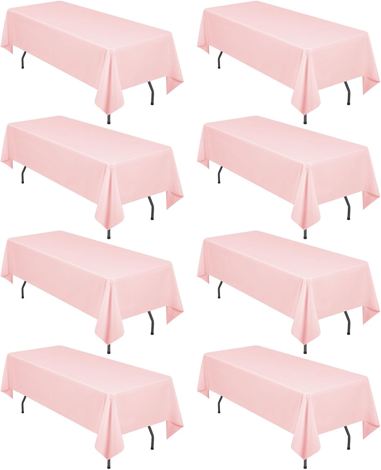 8 Pack Polyester Tablecloth 60 x 102 Inch Pink Rectangle Table Cloth for 6 Ft Tables, Stain and Wrinkle Resistant Washable Table Cover for Kitchen Wedding Banquet Restaurant Party Pink 8 Pack 60 x 102 inch