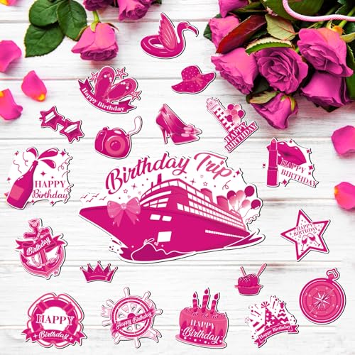 Imanes decorativos para puerta cumpleaños crucero rosa fucsia miniatura 3
