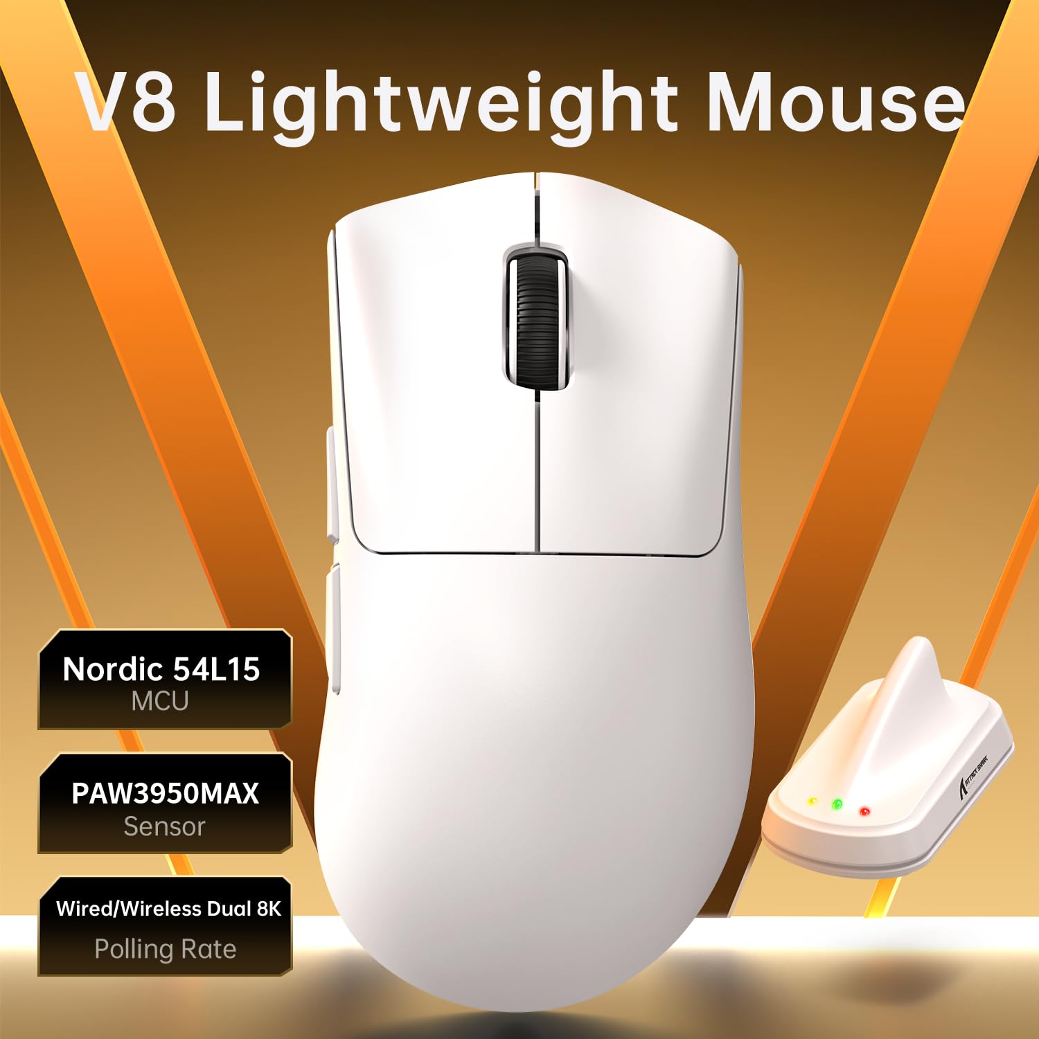 ATTACK SHARK V8 Mouse Wireless 42000DPI - Dettaglio
