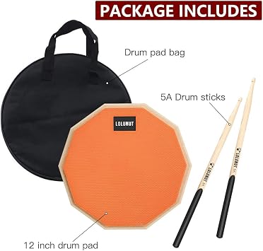 12 Inch Silent Drum Practice Pad, Orange