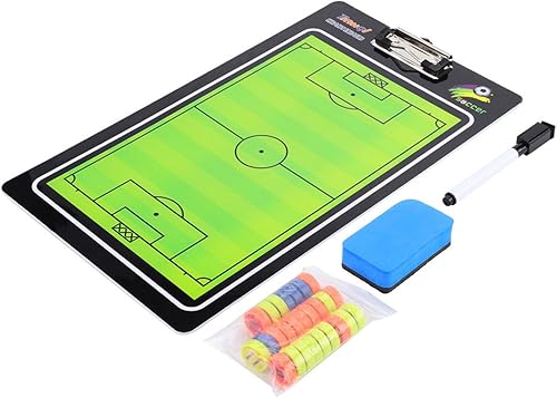 Miniatura 9 de Tbest Portapapeles de fútbol para tablero, tablero magnético con marcador y cremallera de borrado en seco para entrenamiento de competencia,