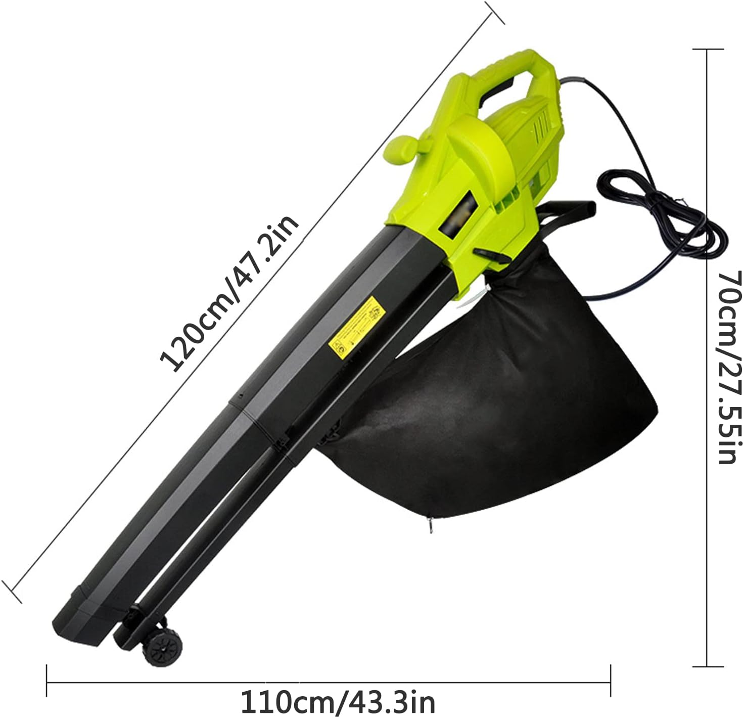 Leaf Blower & Vacuum, 3 in 1 Multi-Function Durable Electric Garden Leaf Blower with 45L Collection Bag and 30 Meters Long Power Cord, for Yard, Lawn, Garden and Landscaping