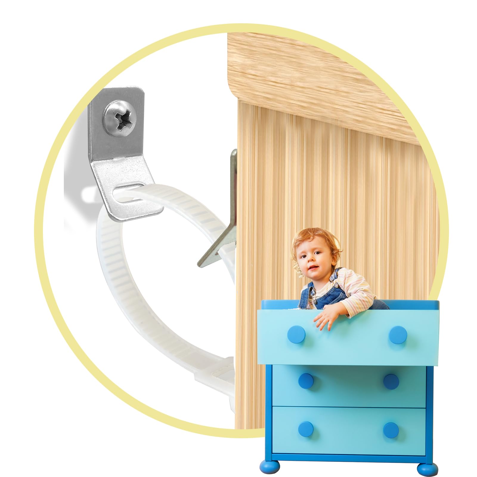 Furniture Straps, 6 Pack Furniture Safety Strap Anti-Tip Wall Anchors Protecting Kit for Cabinet Furniture Wall Fixing
