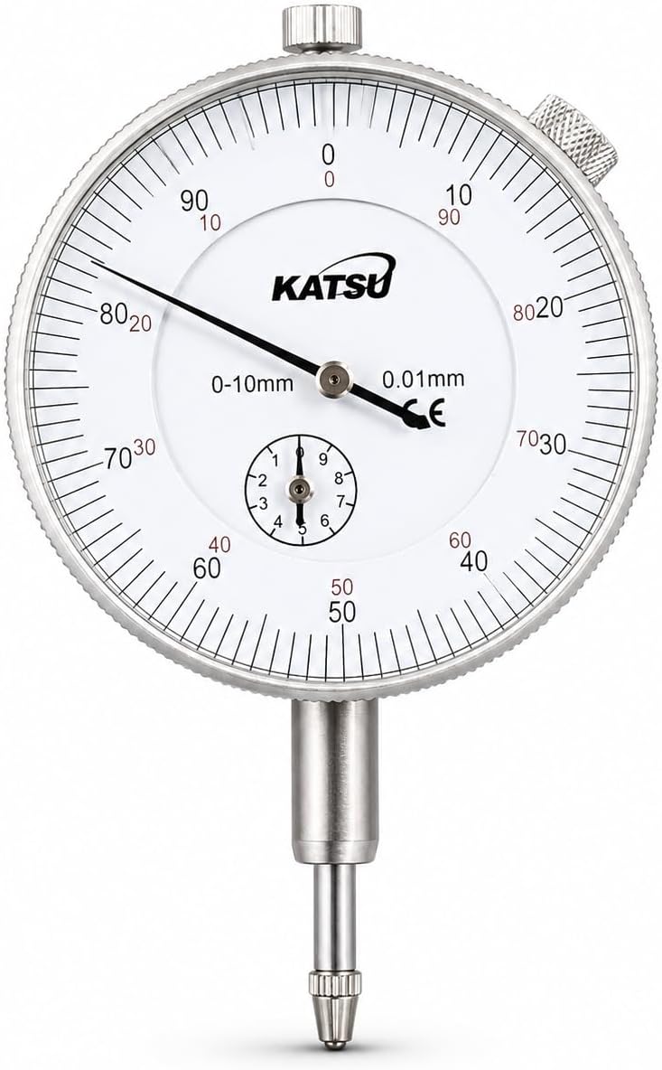 KATSU Dial Test Indicator Gauge 0-10mm, 0.01mm Accuracy Metric Travel Machinist's Dial Indicator Measuring Meter High Precision Instrument Tool 401120