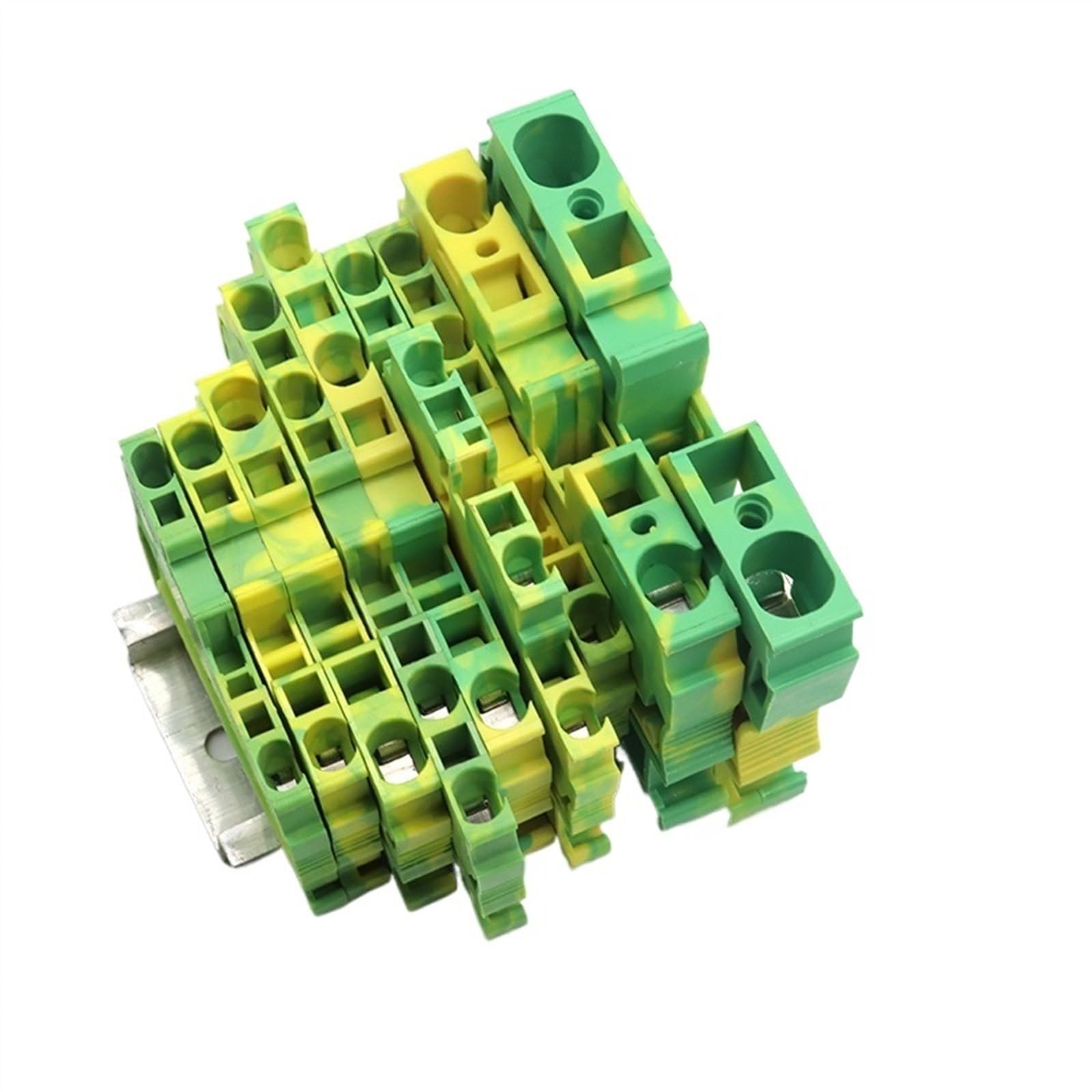 Bornier sur Rail DIN ST, borne de terre à ressort 500V 800V 1000V 17,5a 31A 40A 50A 57A, connecteurs de fil électrique, 10 pièces(STTB2.5-PE)
