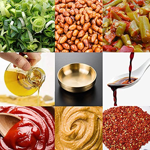 N A 6Pcs Double Deck Stainless Steel Sauce Dish, Round Mini Condiment Tray, Sauce Plate, Sushi Dipping Bowls, Appetizer Trays, Dinner Plate Condiment Dish For Restaurant And Home(Golden) #TOP1