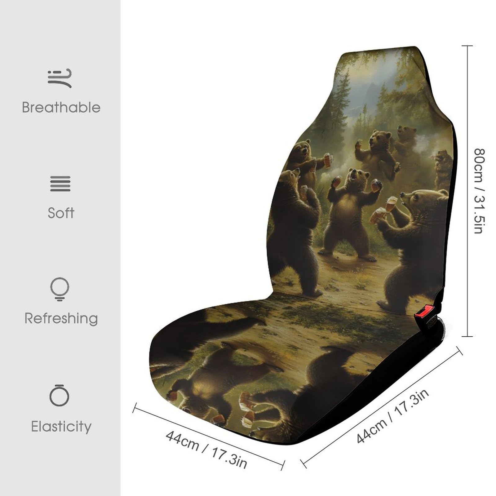 Bear Dance Car Seat Covers Universal Car Front Seats Protector Auto Interior Accessories 1PCS