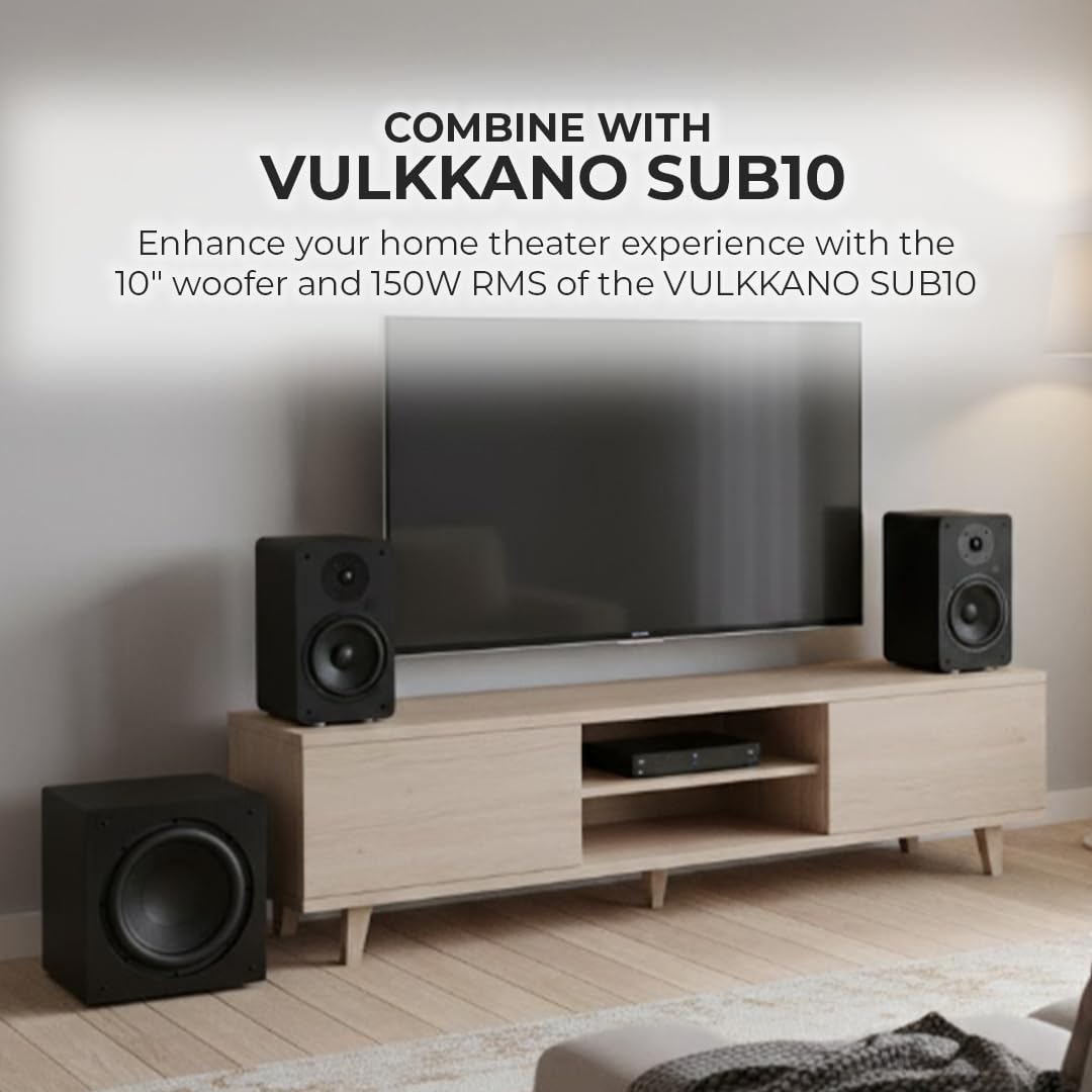 VULKKANO A6 ARC Altavoces Autoamplificados con Woofer de 6.5", Bluetooth 5.0, HDMI ARC, Optica, RCA, USB, con Salida Subwoofer, Monitores de Estudio HiFi con Diseño Elegante, Color Marron