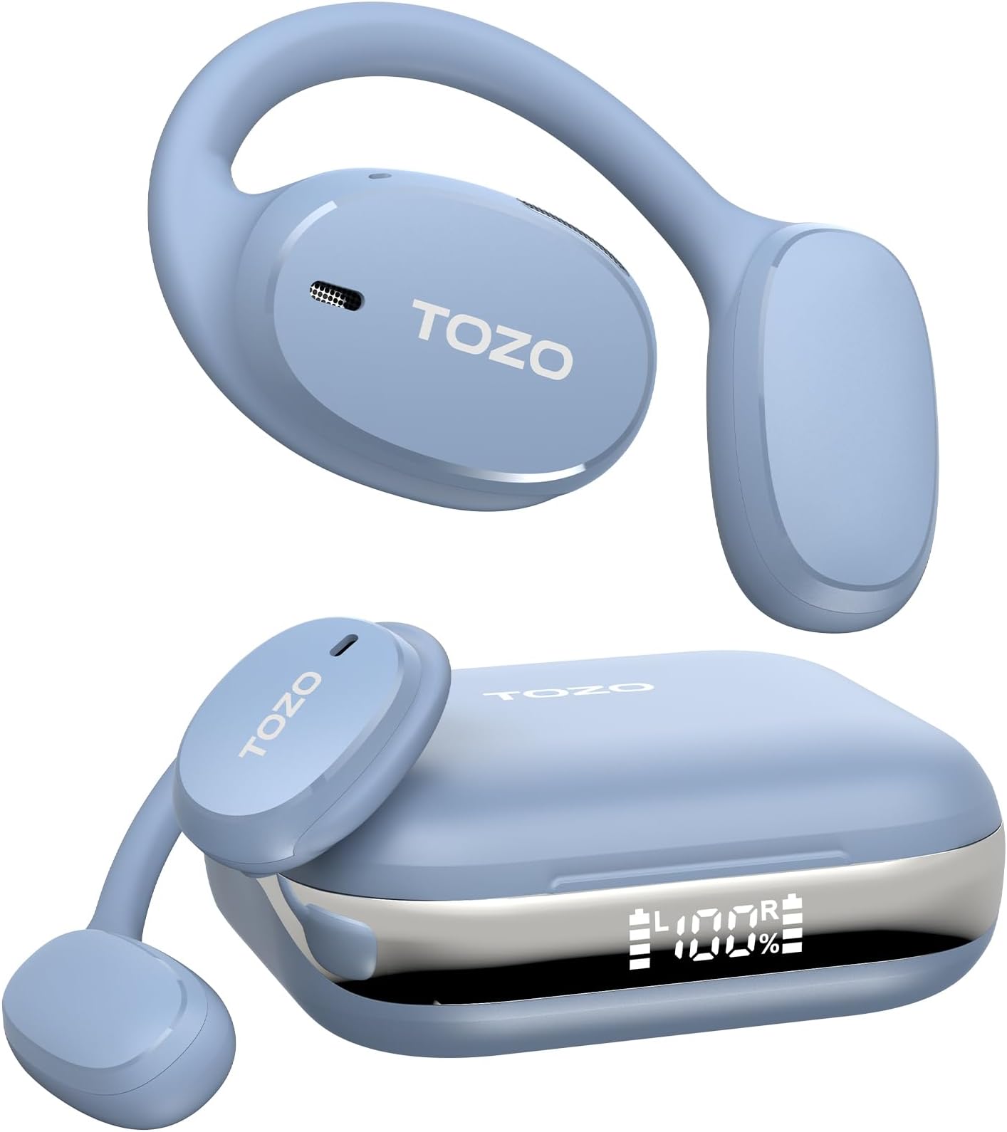 – O2 True Open Ear Wireless Headphones Lightweight with Multi-Angle Adjustment, Bluetooth 5.3 Earbuds with Dual-Axis Design for Long-Lasting Comfort, Crystal-Clear Calls for Driving, Blue