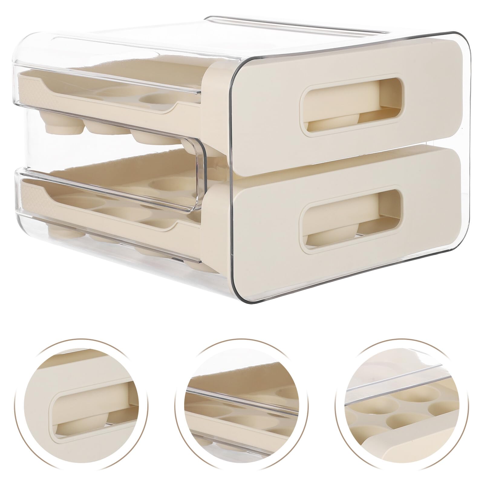 Eieraufbewahrungsbox aus Pet mit 32 Fächern Stapelbarer Eierorganizer für Kühlschrank mit Deckel