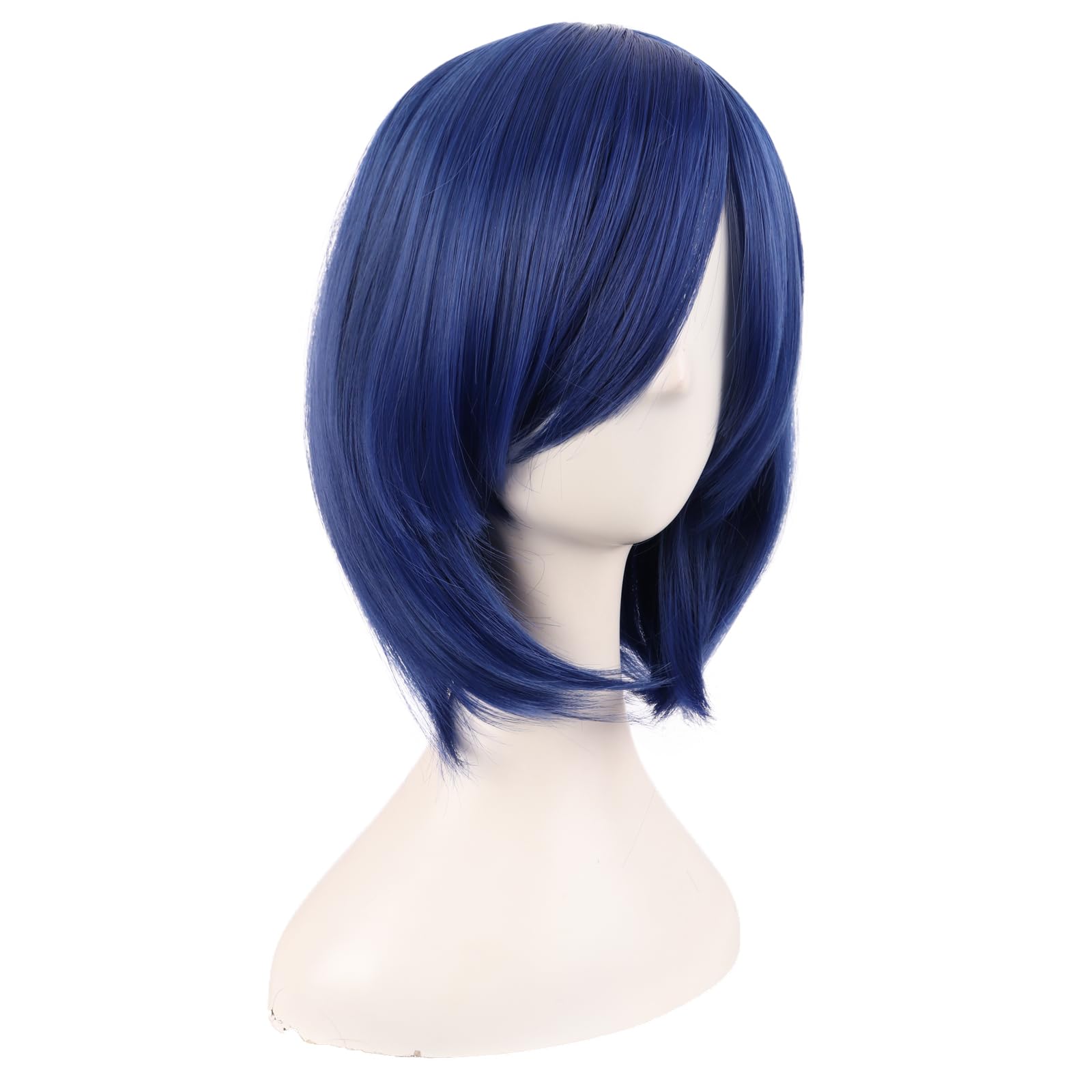 MapofBeauty 14 Inch /35 cm Female Models Medium Length Straight Hair Cosplay Bob Wig (Mixed Blue), 21.5 inches - Image 2