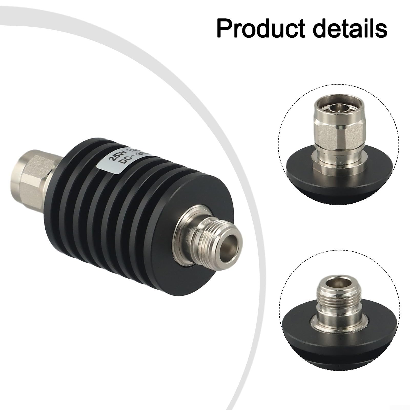 Atténuateur fixe coaxial de qualité professionnelle de type N évalué à un niveau de performance élevé jusqu'à 25 watts de capacité de gestion de puissance (25 W 6 DB)