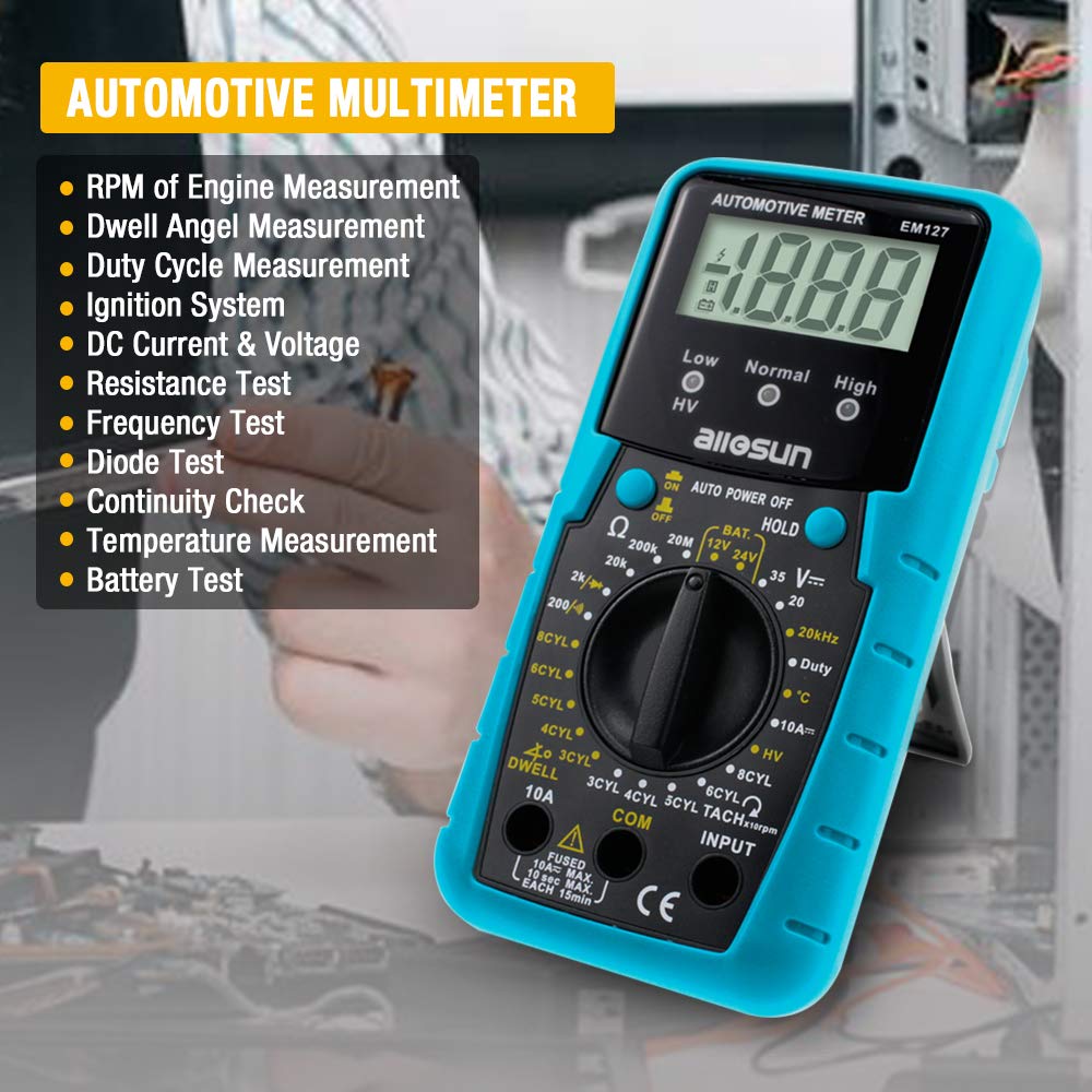 Buy allsun Automotive Multimeter DMM DC Volt Ohm Temp Frequency Diode
