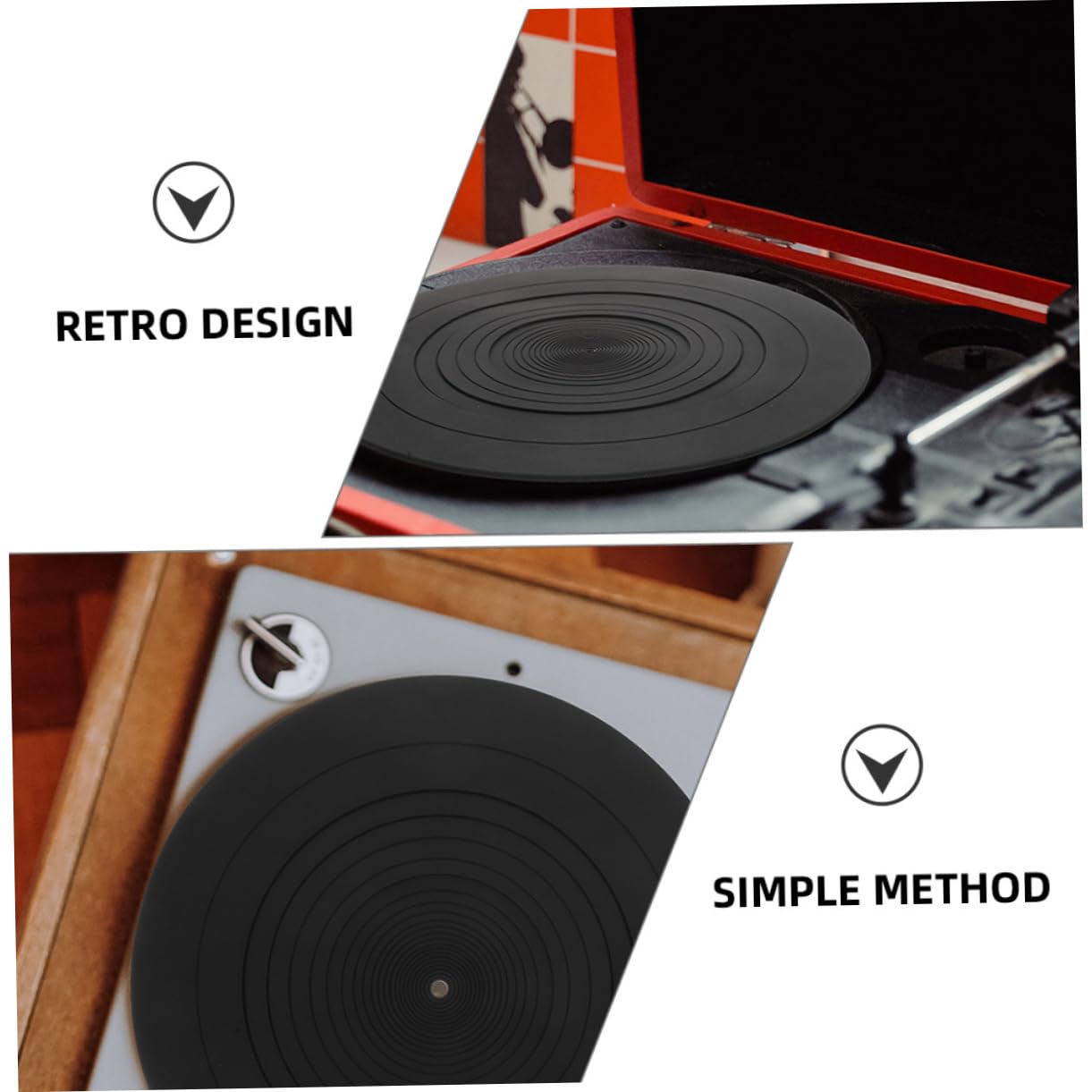 Tappetino Giradischi in Vinile Nero, Silicone, 2 Pezzi | Piatto per Dischi, Sostituzione per Pad di Protezione, Supporto Stabile e Delicato Sul Disco