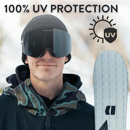 Miniatura 7 de ShadyVEU Gafas de snowboard para esquí anti niebla TPU ajustable 100% UV400 lente intercambiable para hombre y mujer