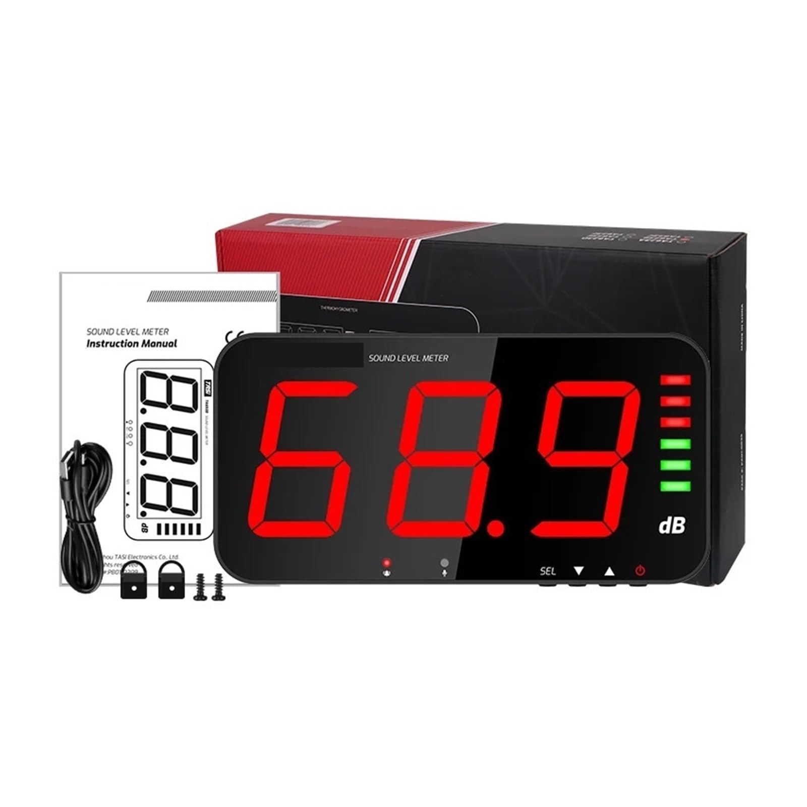 Medidor De Nivel Sonido Digital Con Pantalla Grande, Ruido DB, Alarma For Colgar En La Pared, For Hospitales, Restaurantes, Bares Y Escuelas PrecisióN Extremadamente Alta(653A)