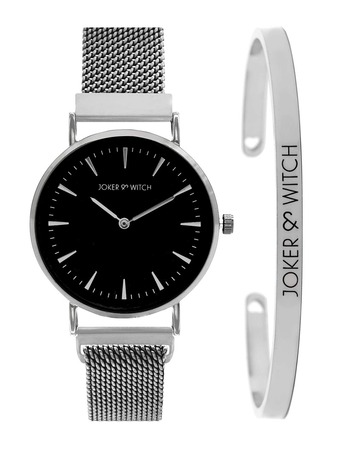 Joker & Witch Stainless Steel Whimisical Touch Analogue Watch Bracelet Stack For Women, Black Dial, Silver Band (B08TBXCYZX) Amazon Price History, Amazon Price Tracker