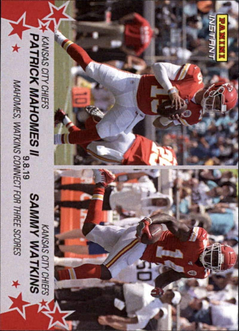 2019 Panini Instant NFL #17 Patrick Mahomes II/Sammy Watkins, Kansas City Chiefs – Mahomes, Watkins Connect for Three Scores (9.8.19) Print Run 76 Official Football Trading Card
