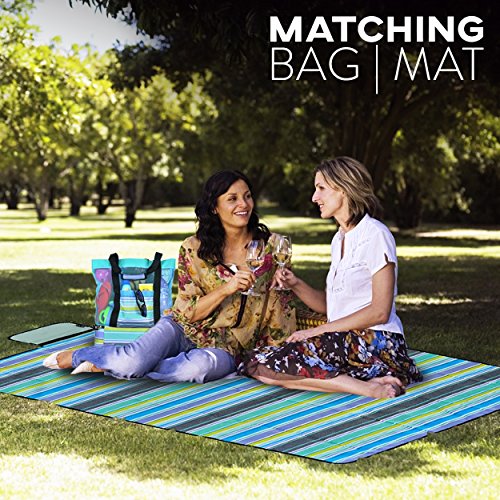 Raytix Oversize Beach Tote Bag For Women With Zipper-Lightweight Beach Tote Mesh Bag With 5'X 6' Mat And Built In Cooler – Blue Color #TOP4