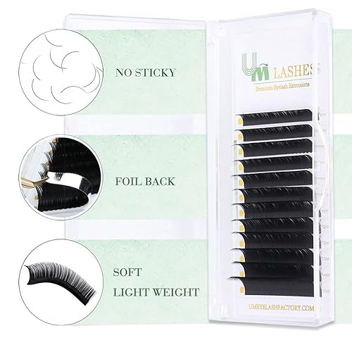 Miniatura 3 de Extensiones de pestañas UM bandeja mixta de volumen 0.003 in, rizo D, 0.315-0.591 in, extensiones de pestañas individuales suaves negro mate oscuro