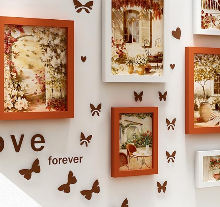 Luminexia Marcos de Fotos Multiples,9 Fotos,Collage de Fotos,Kit de Pared de Galería de Marcos de Fotos con Pegatina de Mariposa,Portafotos Multiples Pared,Decoración Moderna para el hogar
