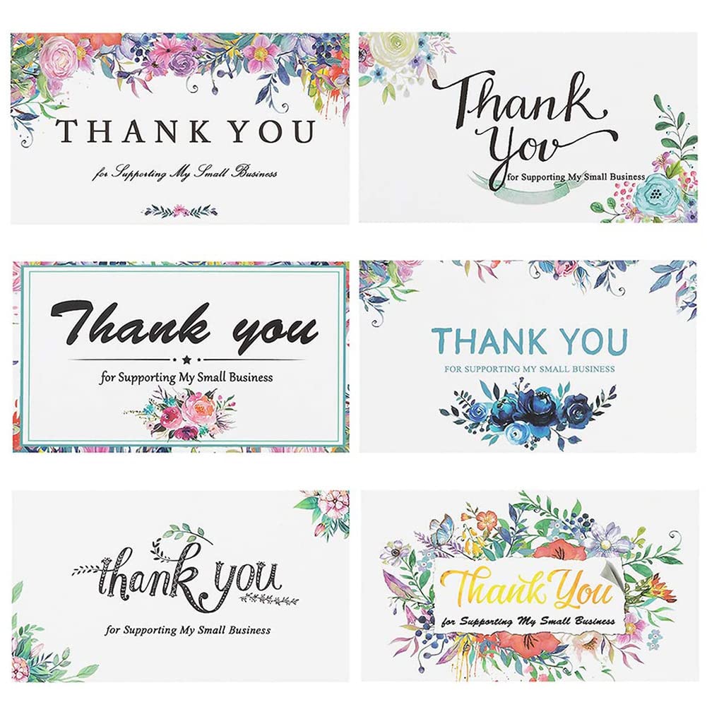 300 PCS Thank You Cards - 2 X 3.5 In Thank You For Your Order Business Cards Shopping Purchase Flower Theme Series Thanks Greeting Note Cards Supplies For Small Business Owners Stores Online Retailers