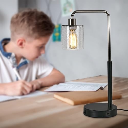 Miniatura 6 de HGHYjrxfkl 1 paquete de pantalla de lámpara de vidrio esmerilado negro, pantalla de lámpara de vidrio esmerilado negro cilíndrico con filtro de