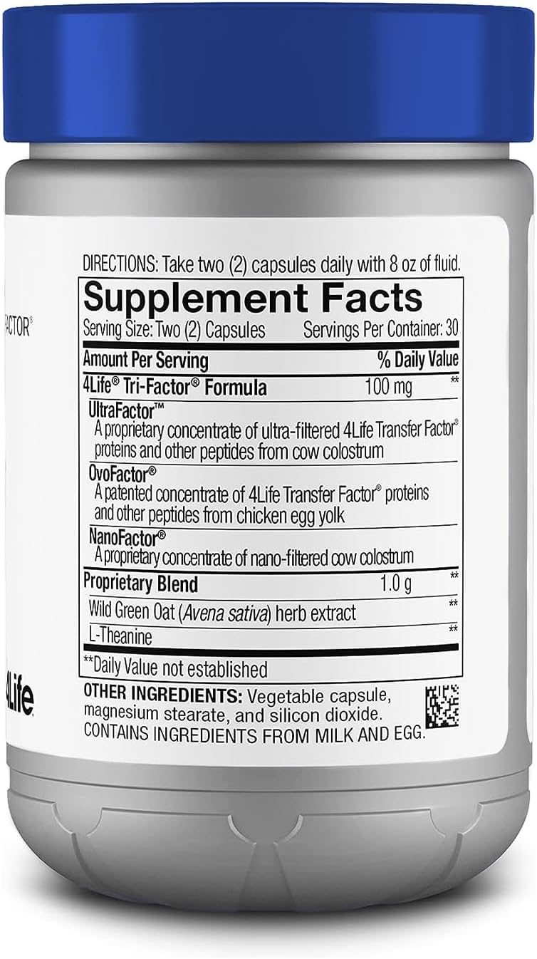 4Life Transfer Factor Reflexion -Mindset and Brain Support with L-Theanine, Wild Green Oat, and Tri-Factor Immune Formula - 60 Capsules