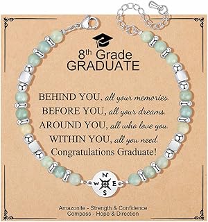 JoycuFF Graduation Gifts for Her Class of 2026 College High School 5th 8th Grade Preschool College Middle School Teen Girls Graduation Gifts The Adventure Begins Compass Bracelets for Women