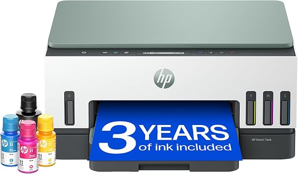 HP Smart Tank 7007 All in One Printer | Perfect for Home | Colour | Wireless | Print, Scan, Copy | Includes up to 3 Years of Ink | Refillable | 2-Sided Printing | Easy Setup | Reliable Wi-Fi