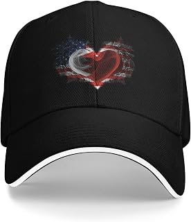 America and Bahrain Heart Flag Baseball Cap Men Women Fashion Dad Cap Adjustable Snapback Golf Caps Vintage Trucker Hat Sports Hat Black
