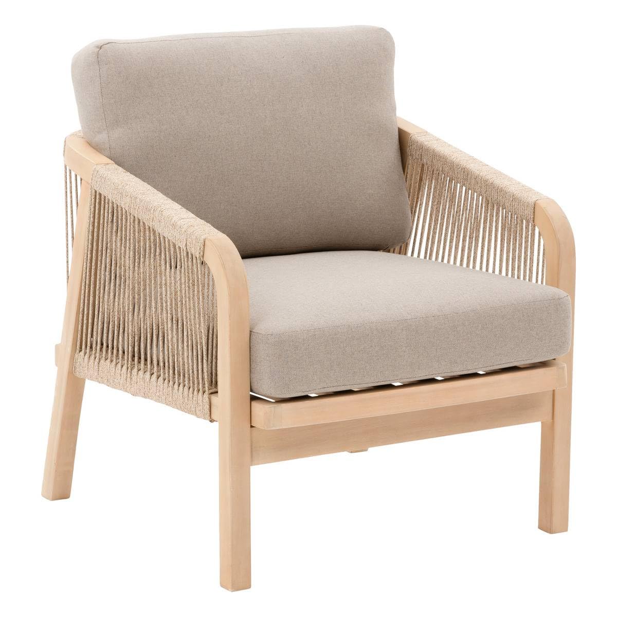 Hespéride - Salon de Jardin Papouasie Acacia - 5 Places - Coussins Déhoussables - Tissu Déperlant - Mobilier Extérieur pour Terrasse Balcon Patio