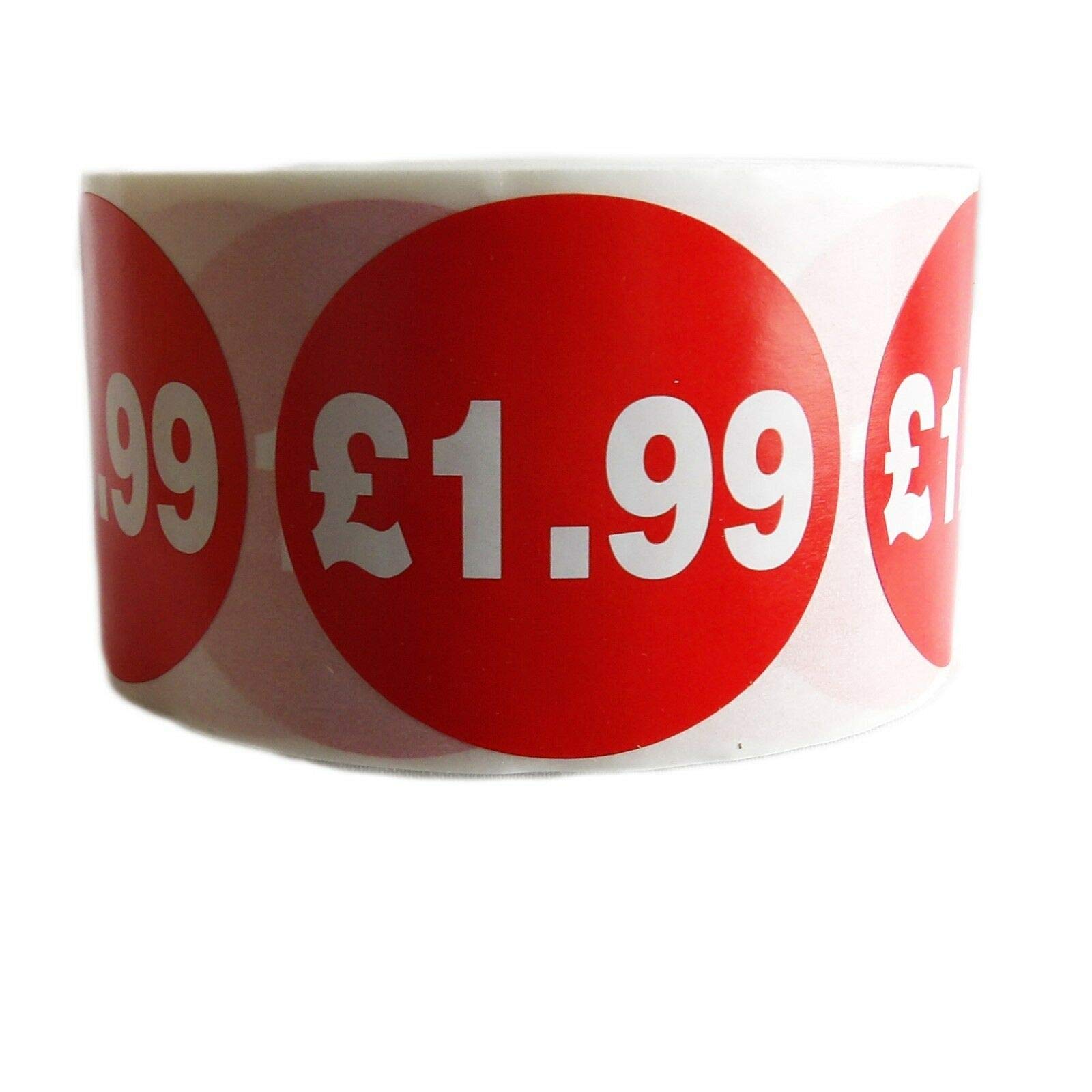 £1.99 RED Sign SELF Adhesive Stickers Sticky Labels Swing Labels for Retail Price Display 45mm Price Stickers/Sticky Labels (10 X ROLL OR 5000 Stickers)