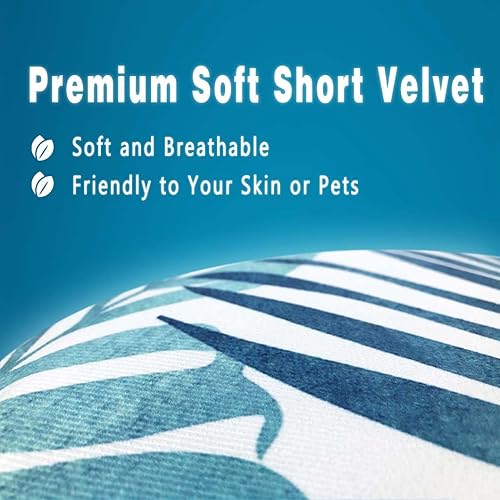 Miniatura 5 de Juego de 2 fundas de almohada decorativas de hojas de plantas azules de 18 x 18 pulgadas, cuadradas, para sofá, cama, sala de estar, plantas