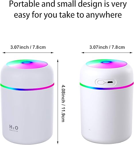 Miniatura 2 de Mini humidificadores portátiles de niebla fría, 2 piezas, 10.16 onzas líquidas, humidificadores de escritorio personal USB silenciosos con 2 modos