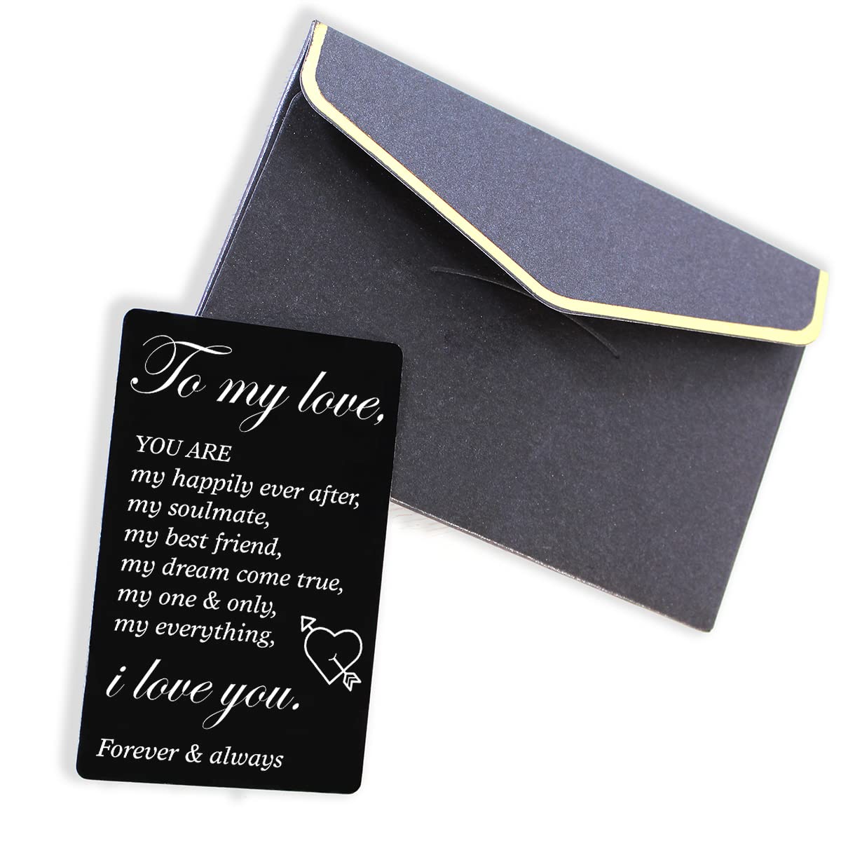Personalized Metal Wallet Insert Card - Engraved Love Note Gift For Husband, Wife, Son, Daughter - View #4