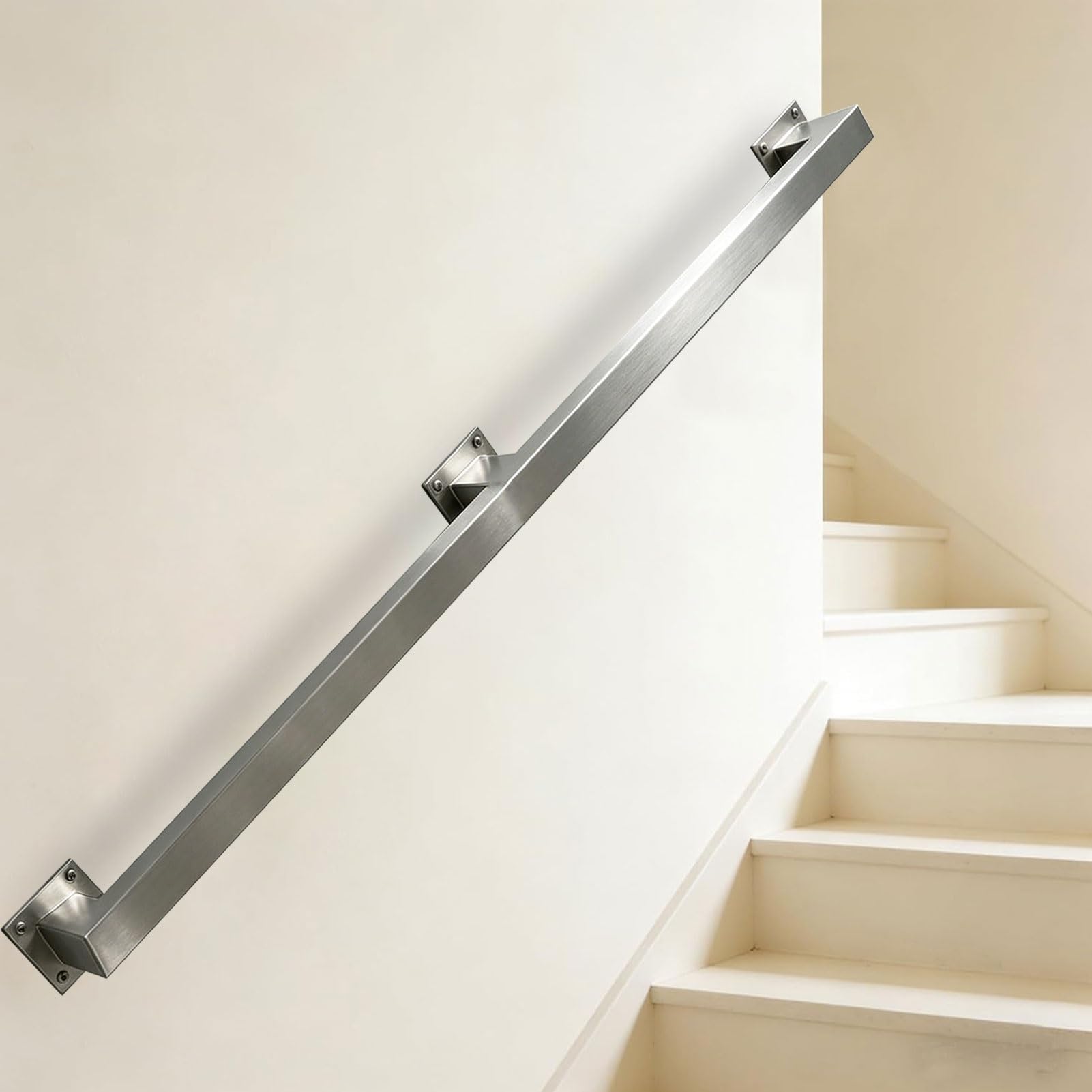 Handrails for Stairs, 1m 2m 3m 4m 5m 6m Stainless Steel Stair Handrail for Indoor Outdoor Wall Mounted Banister Non-Slip Grab Rail, Staircases Railing(18ft/540cm)