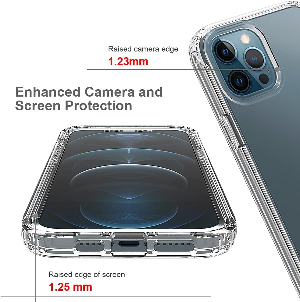 QAAA Clear Case Compatible with iPhone 12 Pro Max 6.7 inch with[Built-in Screen Protector] Full-Body 360 Degree Slim Fit Hard PC Soft TPU Durable Strong Clear TPU Bumper Phone Case