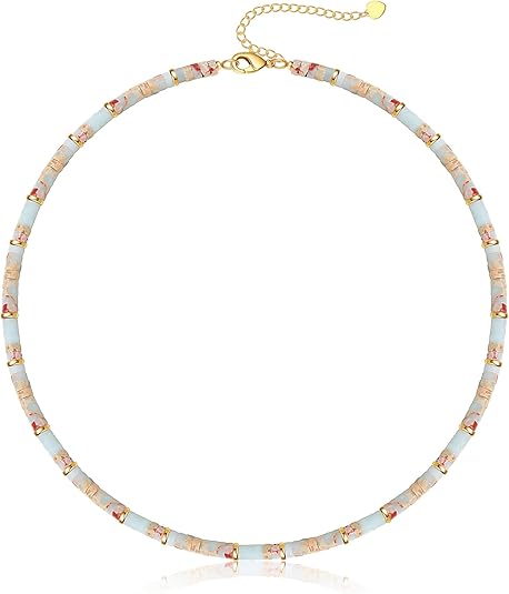 Choker Necklace for Women, Beaded Necklaces for Women Stocking Stuffers for Teens Teen Girl Gifts Gifts for Her Adjustable 14k Gold Gemstone Summer Anniversary Birthday Christmas Jewelry