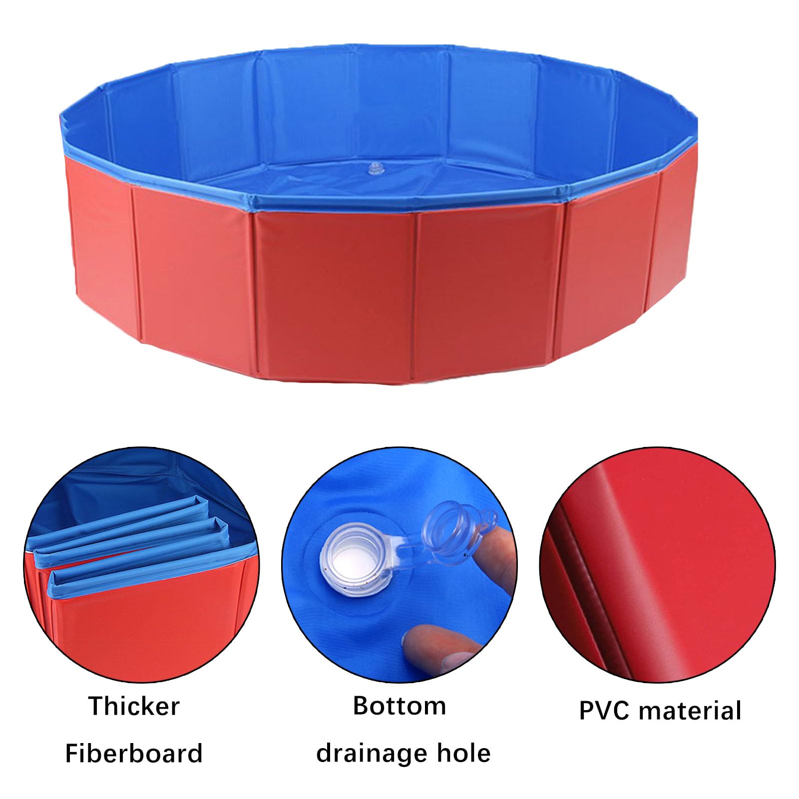 Butyeak Plegable - Piscina para Perros y Gatos, Portátil PVC, 60 x 20 cm
