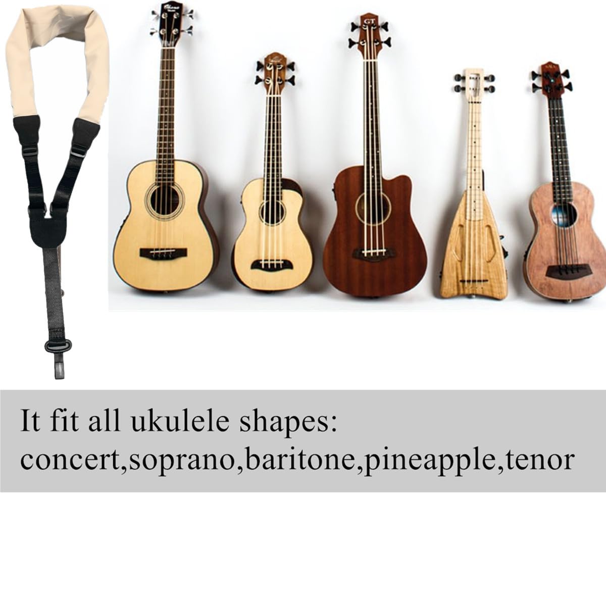 Trssorm Ukulele Strap Scarf Style Adjustable Neck Strap and Ukulele Belt with Hook for Guitar, Skin, 75 - Image 4