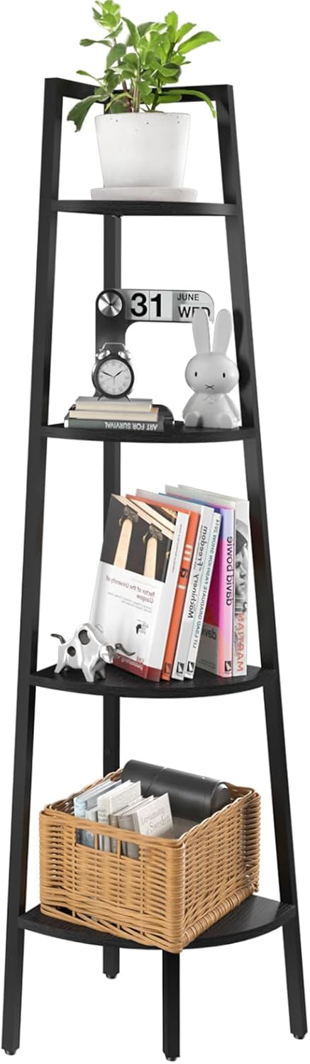 Yoobure 4-Tier Corner Shelf with Metal Frame