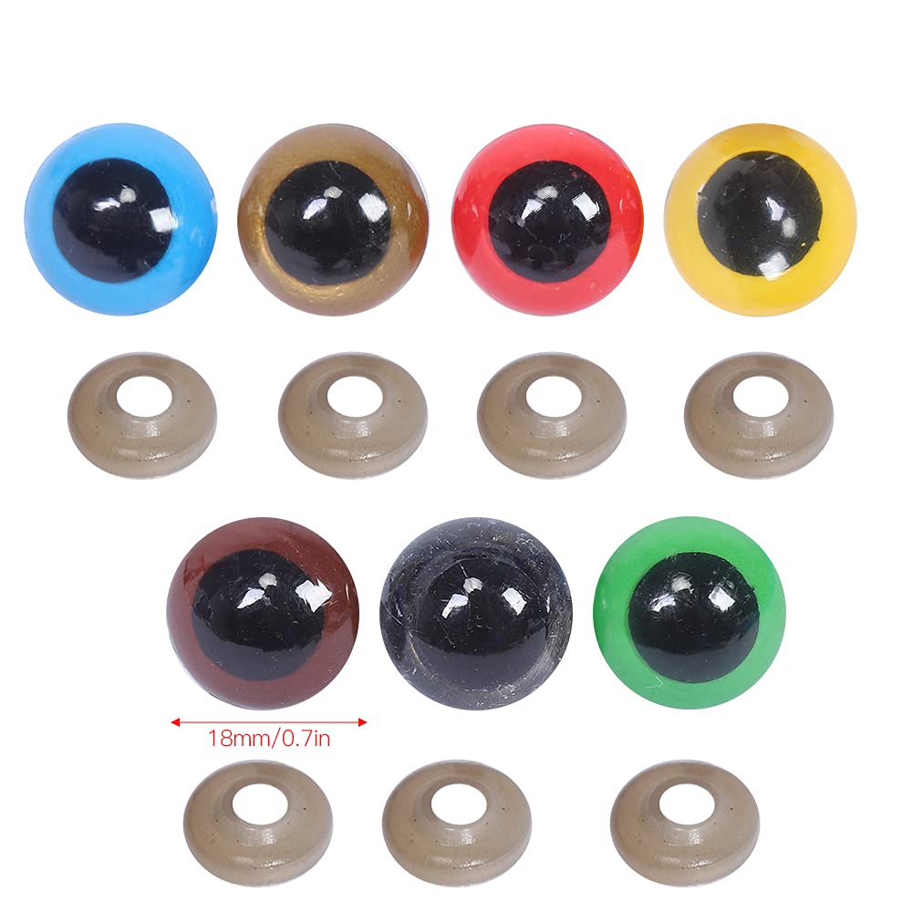 Ojos de seguridad de plástico con arandela, accesorios para muñecas, animales de peluche, juguetes, marionetas de peluche (18MM)